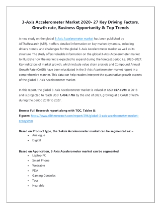 3-Axis Accelerometer Market 2020- 27 Key Driving Factors, Growth rate, Business Opportunity & Top Trends