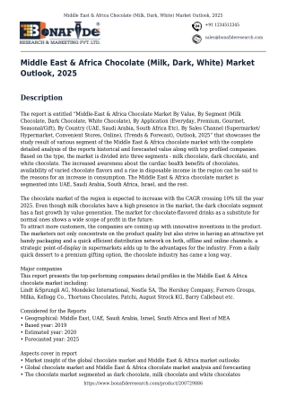 Middle East & Africa Chocolate (Milk, Dark, White) Market Outlook, 2025