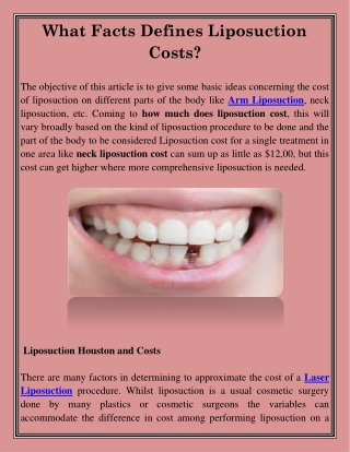 What Facts Defines Liposuction Costs?