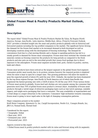 Global Frozen Meat & Poultry Products Market Outlook, 2025