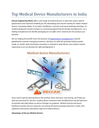 Top Medical Device Manufacturers in India