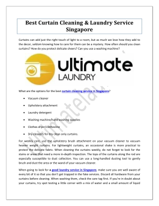 Best Curtain Cleaning & Laundry Service Singapore