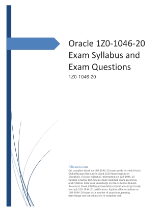 [PDF] Oracle 1Z0-1046-20 Exam Syllabus and Exam Questions