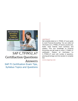 SAP C_TFIN52_67 Certifiaction Questions Answers [PDF]