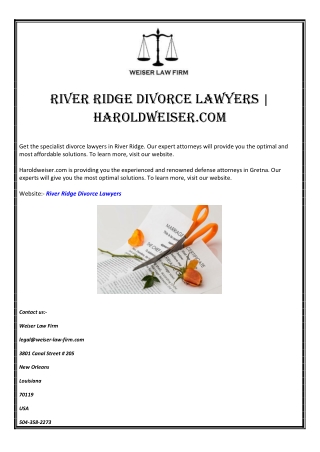 River Ridge Divorce Lawyers | Haroldweiser.com