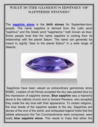 What Is The Glorious History Of Sapphire Stones?