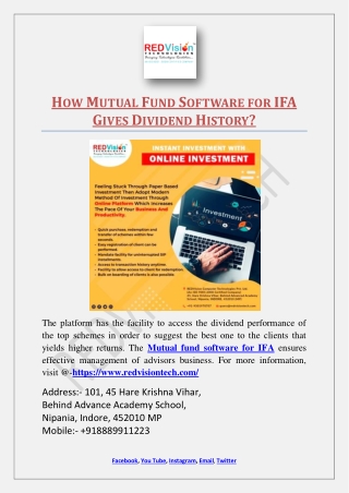 How Mutual Fund Software for IFA Gives Dividend History?