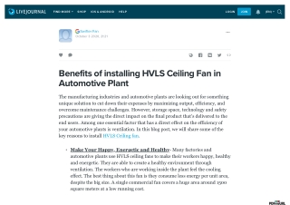 Benefits of installing HVLS Ceiling Fan in Automotive Plant