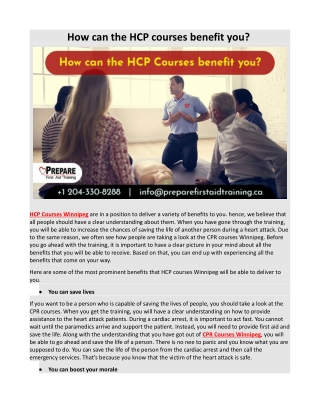 How can the HCP courses benefit you?