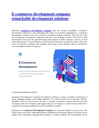 E-commerce development company remarkable development solutions