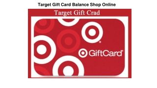 Target Gift Card Balance Shop Online