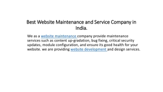 Best Website Maintenance and Service Company in India.