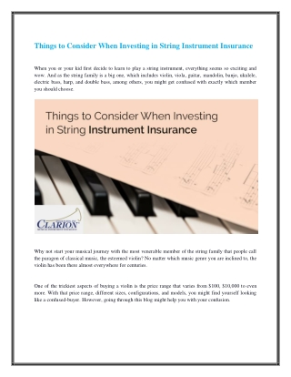 Things to Consider When Investing in String Instrument Insurance