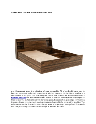 All You Need To Know About Wooden Box Beds