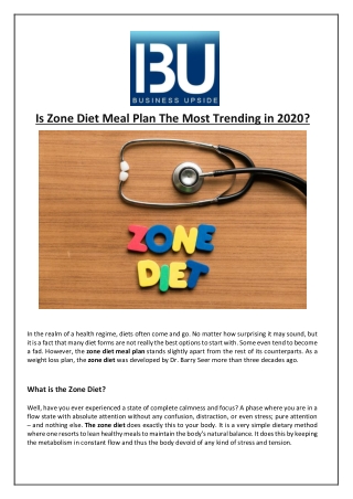 Is Zone Diet Meal Plan The Most Trending in 2020?