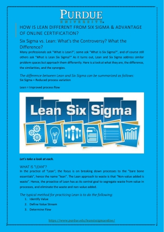 How is Lean Different from Six Sigma & Advantage of Online Certification?