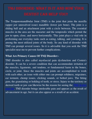 TMJ Disorder- What Is It And How Your Dentist Can Help You?