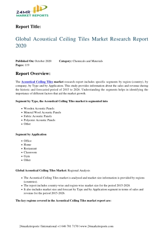 Acoustical Ceiling Tiles Market Research Report 2020