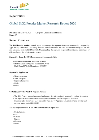 SiO2 Powder Market Research Report 2020