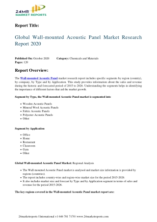 Wall-mounted Acoustic Panel Market Research Report 2020