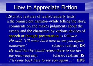 How to Appreciate Fiction
