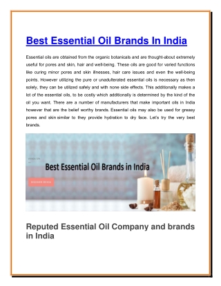 Best Essential Oil Brands in India