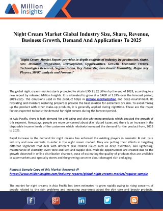 Night Cream Market 2020 Driving Factors, Industry Growth, Key Vendors And Forecasts To 2025