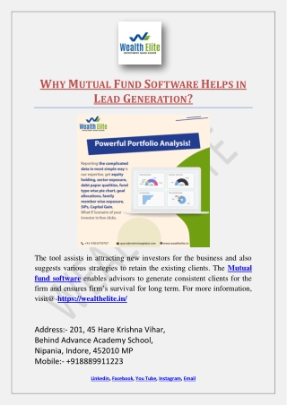 Why Mutual Fund Software Helps in Lead Generation?