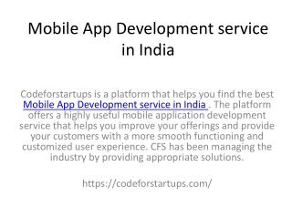 Mobile App Development service in India