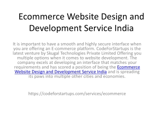Ecommerce Website Design and Development Service India
