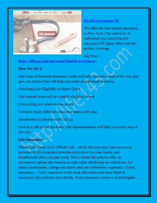 Health insurance NY