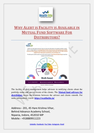 Why Alert is Facility is Available in Mutual Fund Software For Distributors?