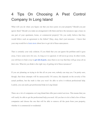 4 Most Effective Tips For Choosing The Best Pest Control Company In Long Island