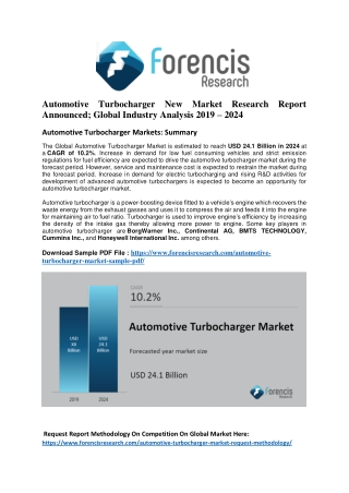 Automotive turbocharger markets report analysis and market insights for highly profitable investment decision  industry
