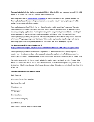 Thermoplastic Polyolefins Market Size And Share 2020