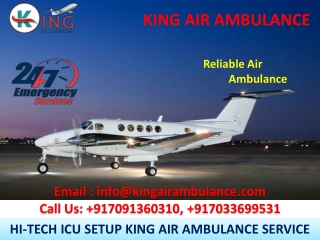 Advanced Air Ambulance in Guwahati and Kolkata at Least Price by King