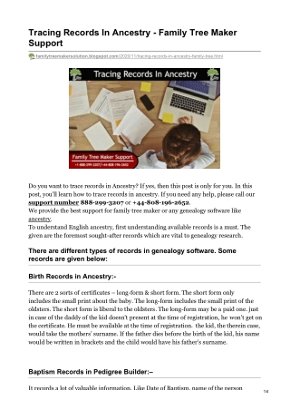 Tracing Records In Ancestry - Family Tree Maker Support