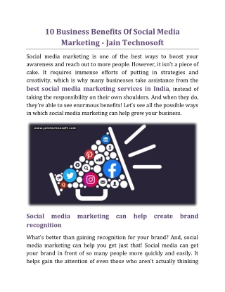 10 Business Benefits Of Social Media Marketing - Jain Technosoft