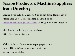 Scrape Products & Machine Suppliers from Directory