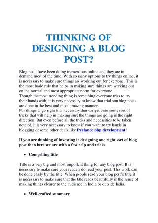 THINKING OF DESIGNING A BLOG POST?