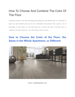 Effective Ways To Choose And Combine The Color Of The Floor