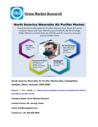 North America Wearable Air Purifier Market Size, Competitive Analysis, Share, Forecast- 2020-2026