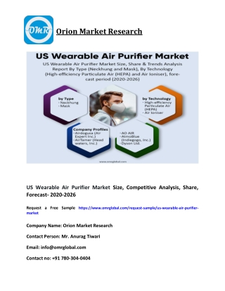 US Wearable Air Purifier Market Size, Competitive Analysis, Share, Forecast- 2020-2026
