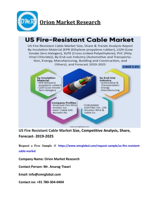 US Fire Resistant Cable Market Size, Competitive Analysis, Share, Forecast- 2019-2025