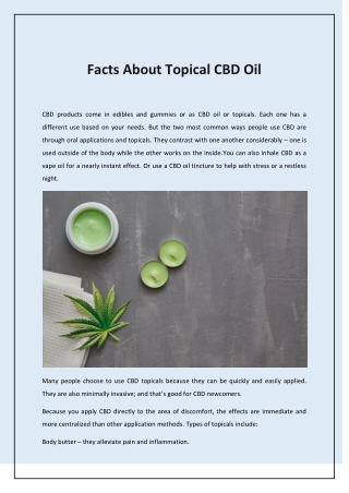 Facts About Topical CBD Oil