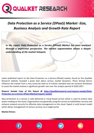 Data Protection as a Service (DPaaS) Market Size, Growth and Forecast Report