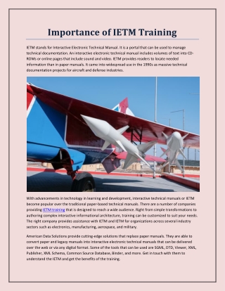 Importance of IETM Training