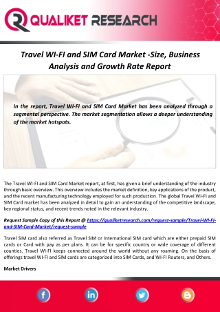 Travel WI-FI and SIM Card Market Size, Demand, Latest Trends and Forecast to 2027
