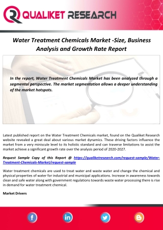 Water Treatment Chemicals Market 2020-2027 : Industry Analysis and Forecast Report