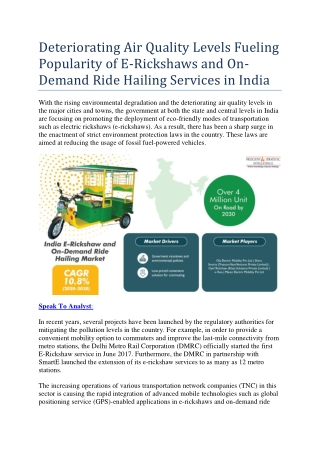India E-Rickshaw and On-Demand Ride Hailing Market Analysis Report by P&S Intelligence